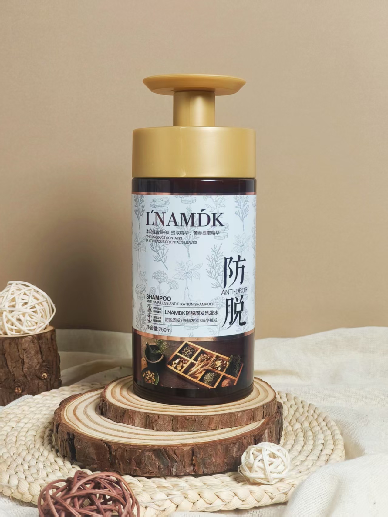 LNAMDK Botanical Hair Care Shampoo, Gold Pump