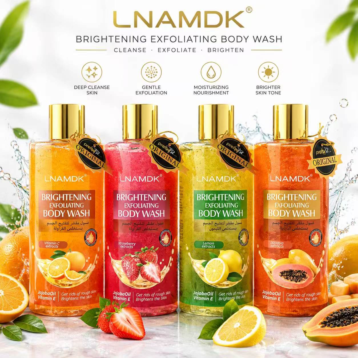 LNAMDK Exfoliating Body Wash, Fruit Collection